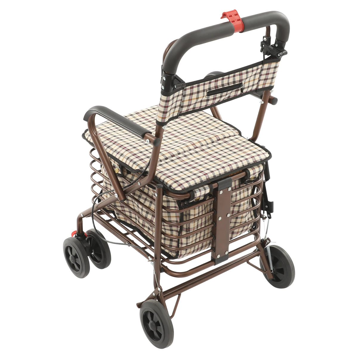 Foldable Rolling Walker with Seat for Seniors Storage Cart for Olders with Seat