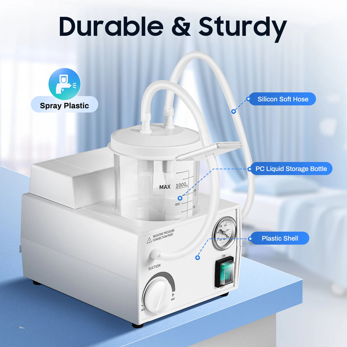 Medical Suction Machine, Portable Phlegm Aspirator for Hospital & Home Care,Mucus Suction PumpOral Throat Secretion Removal