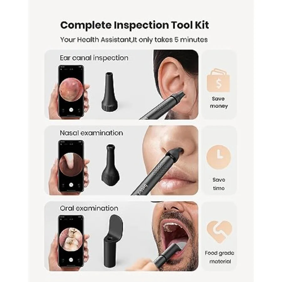 BEBIRD R1 Wax Removal Tool for Ear - Spade Ear Canal Cleaner with Camera 1080P Earscope, Wax Remove Ear Picker with Vari Replac