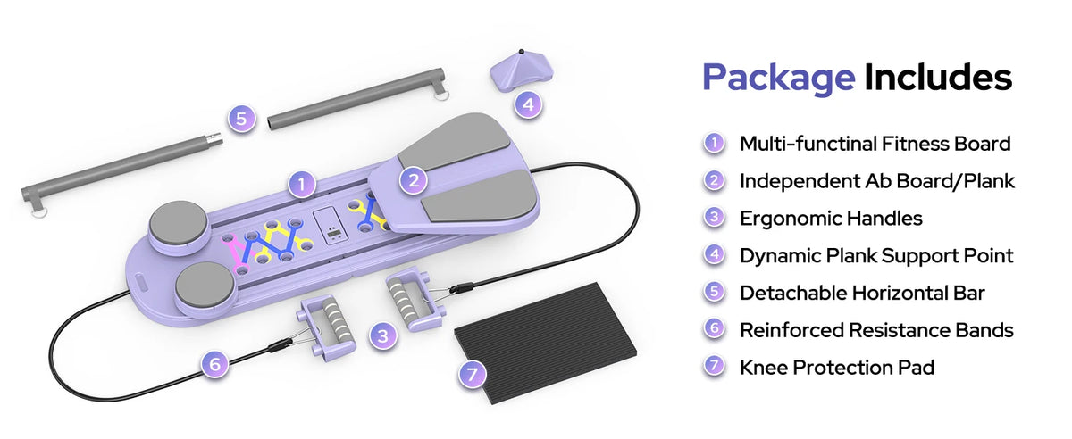 Foldable Pilates Reformer Set 7 in 1 Multi-Purpose pilates equipment  Rayspace Portable Ab Core Trainer Pilates Board