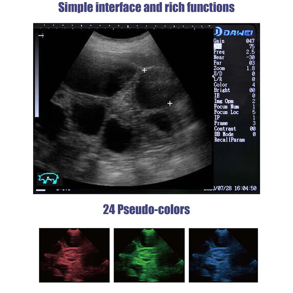 Portable Veterinary Ultrasound Machine Handheld Vet Pregnancy B-Ultra Scanner with 6.5MHz Rectal Probe for Horse Cow