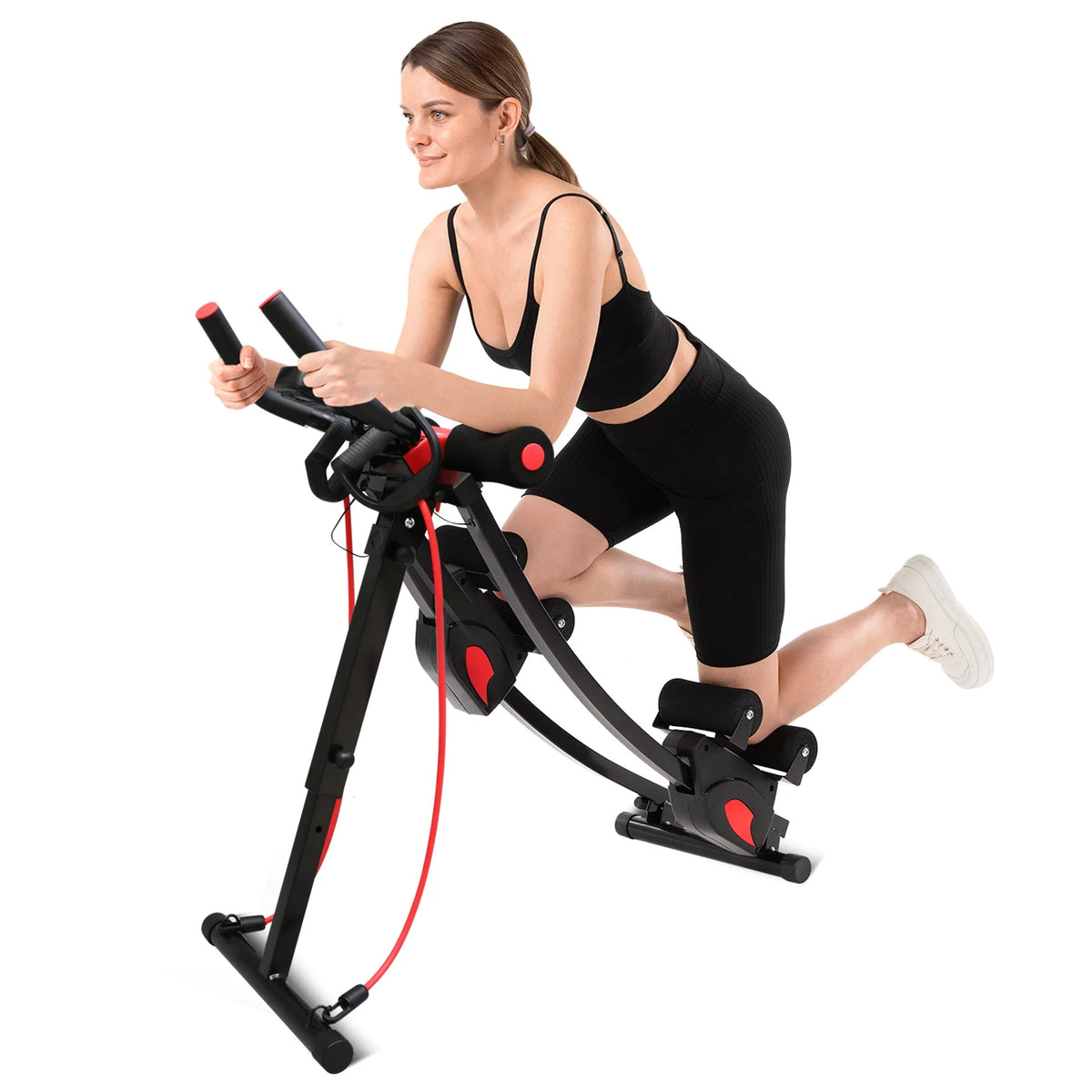 Abdominal Curling Exercise Machine Dual Track Foldable Home Gym Trainer