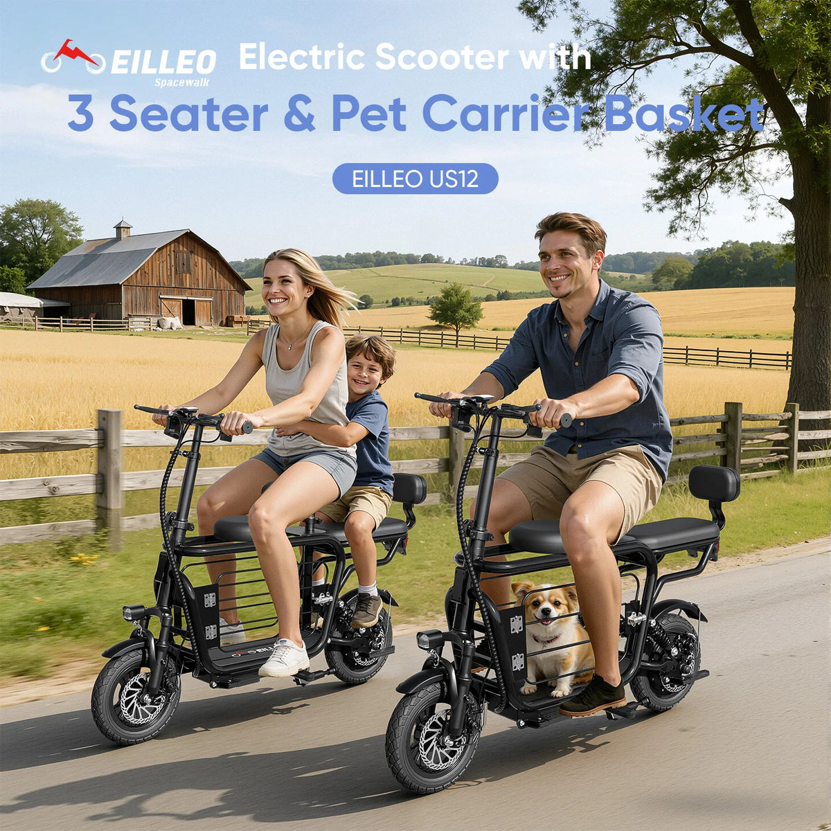 Eilleo Spacewalk 750W Electric Scooter With Large Pet Basket