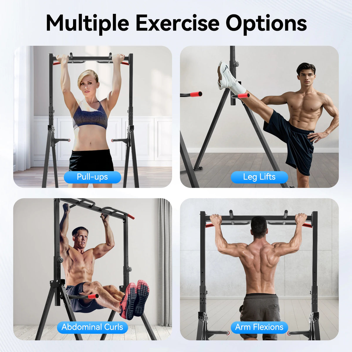 Foldable Adjustable Pull Up Bar With Parallel Bars Home Gym