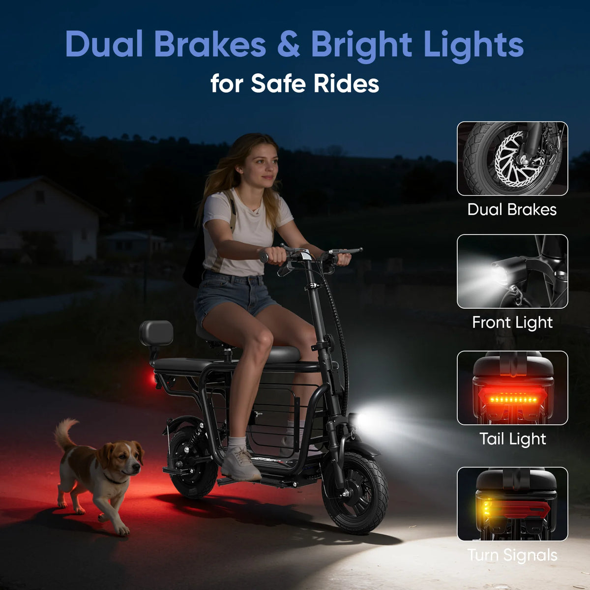 Eilleo Spacewalk 750W Electric Scooter With Large Pet Basket