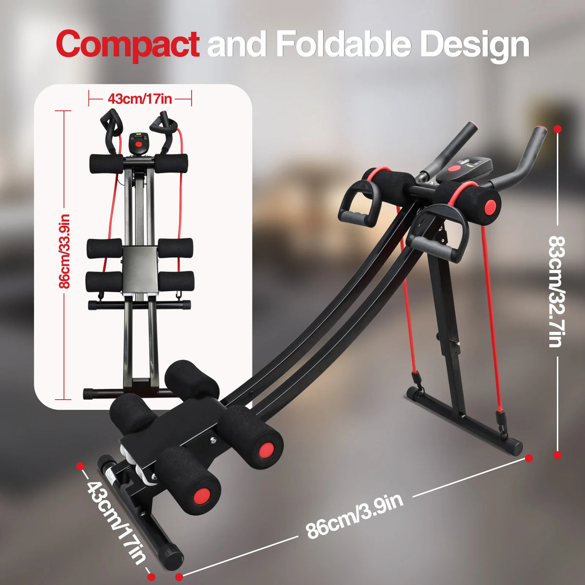 Abdominal Curling Exercise Machine Dual Track Foldable Home Gym Trainer