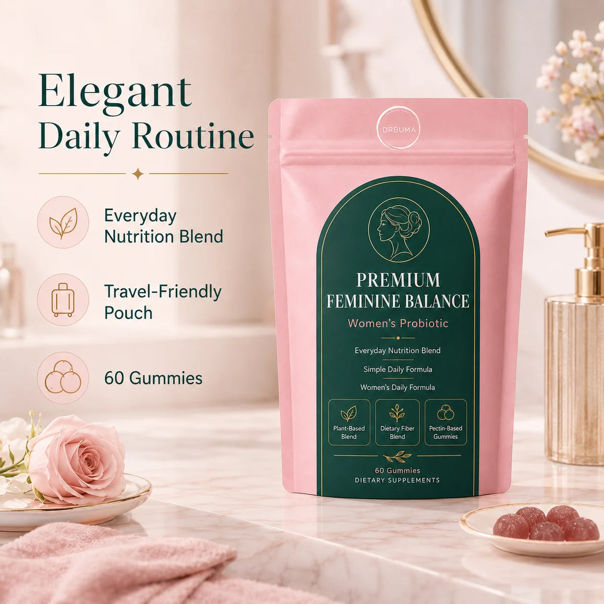 Plant-Based Probiotic Nutritional Gummies With Dietary Fiber And Pectin