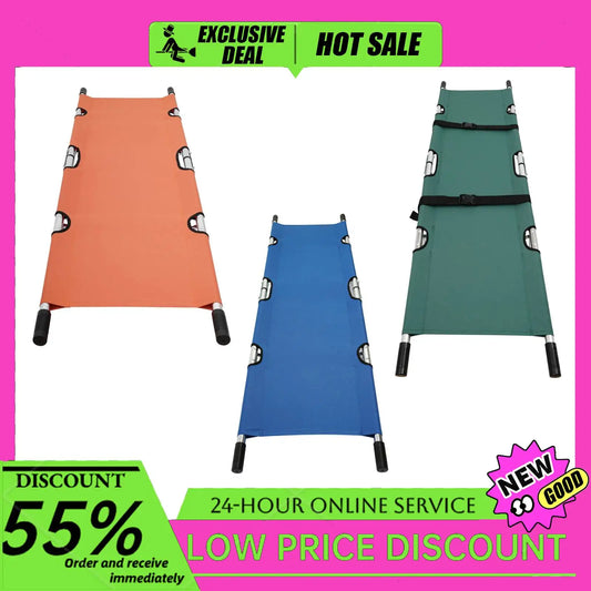 Foldable Medical Emergency Stretcher Portable Patient Transport Stretcher with Safety Belts 350LBS Capacity