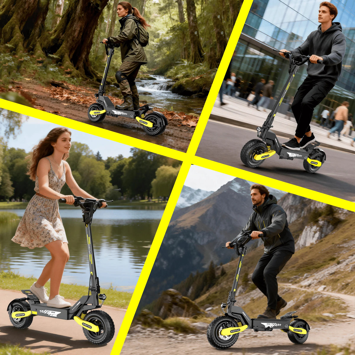 EOEOTWO 1200W Off Road Electric Scooter Foldable For Adults 48V