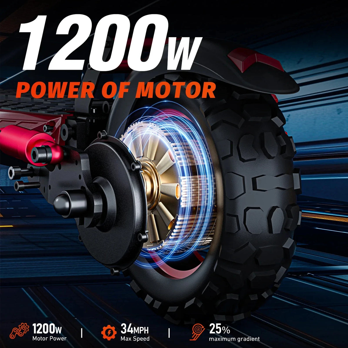 J11MAX Electric Scooter 1200W Motor 48V 18Ah Battery Folding Off Road