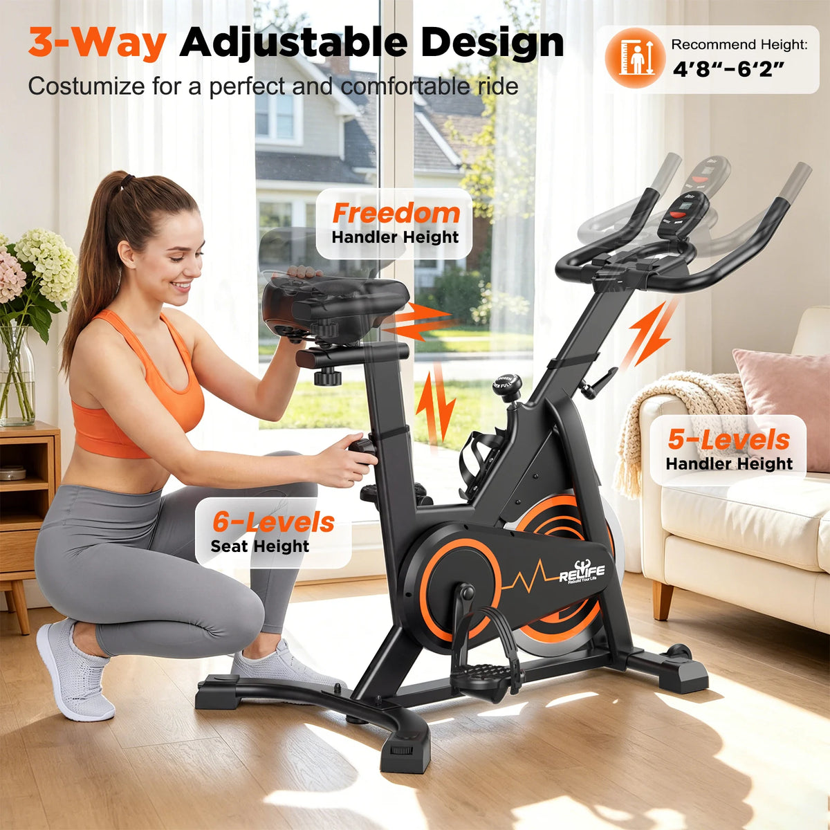 Belt Drive Stationary Bike Adjustable Resistance LCD Monitor Tablet Holder